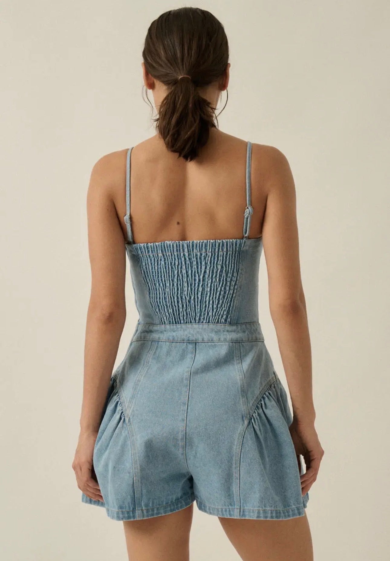 Fit-&-Flare Denim Romper