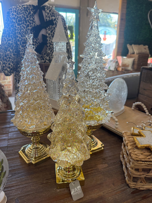 Swirling Gold Glitter Trees