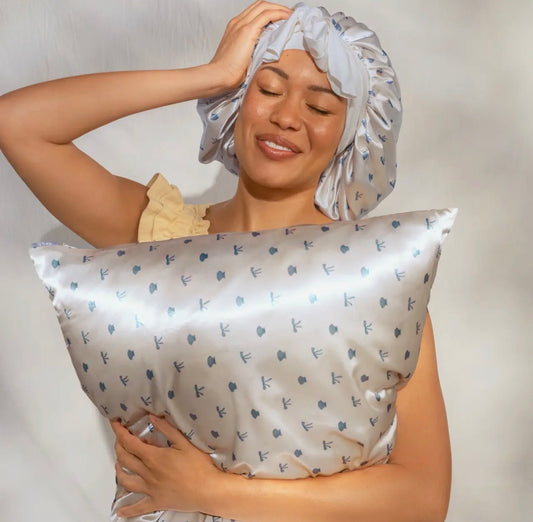Coastal Blue & Cream Satin Pillowcase