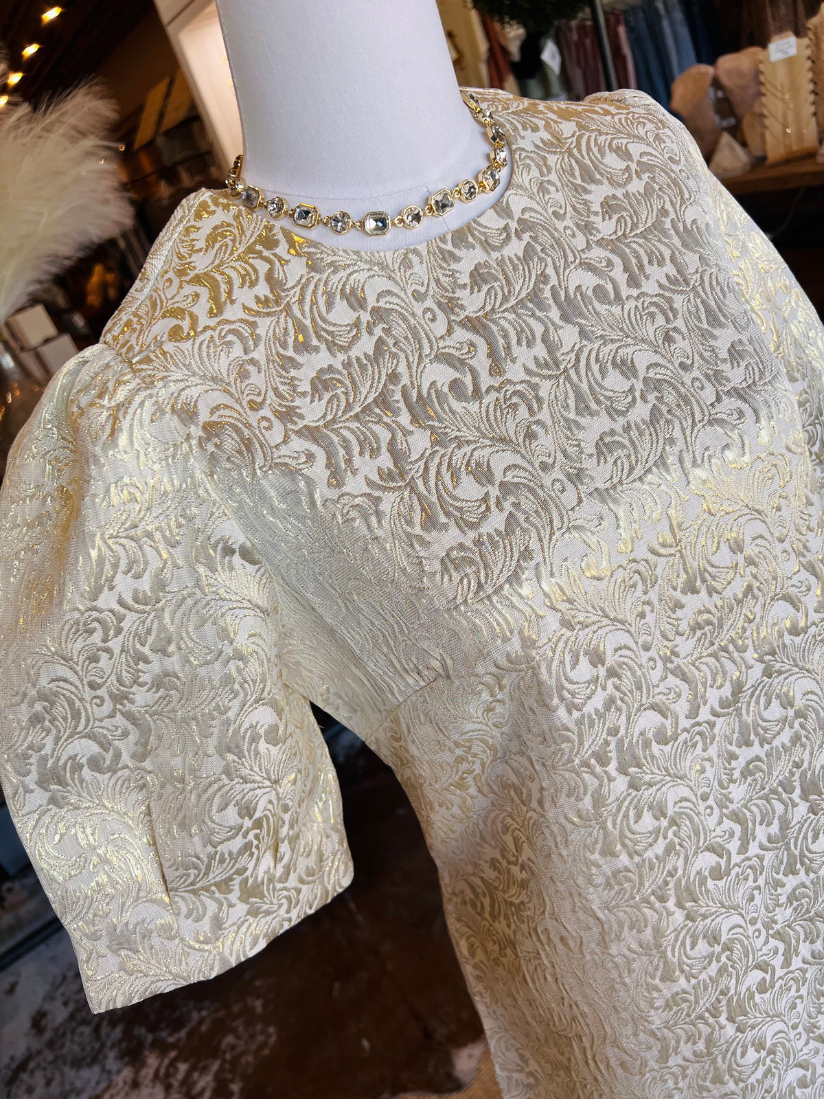 Thea Champagne Brocade Dress