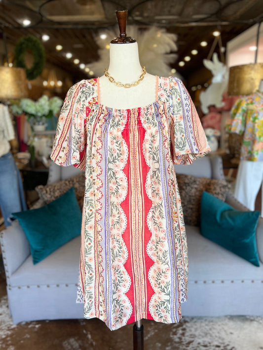 Mixed Print Mini Dress