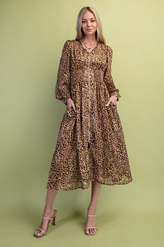 Metallic Cheetah Midi Dress