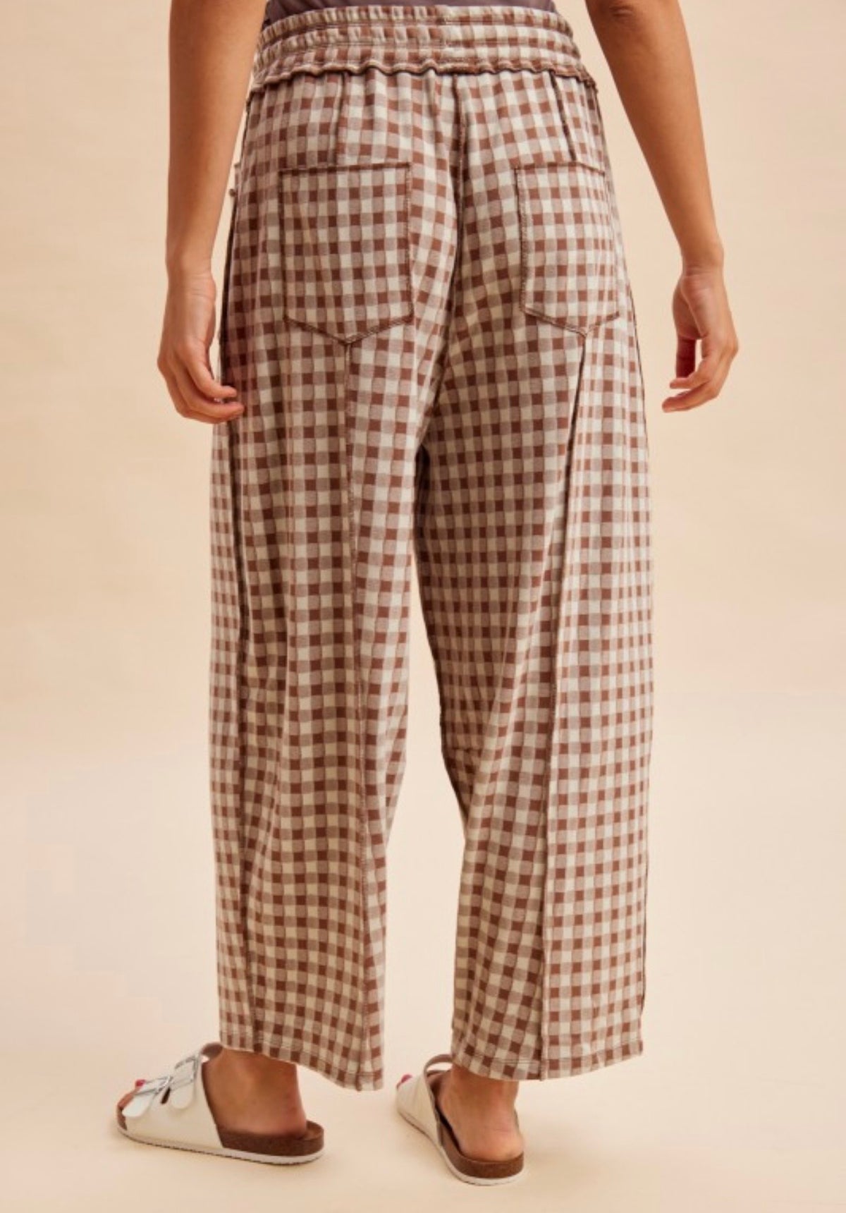Soft Gingham Barrel Pants