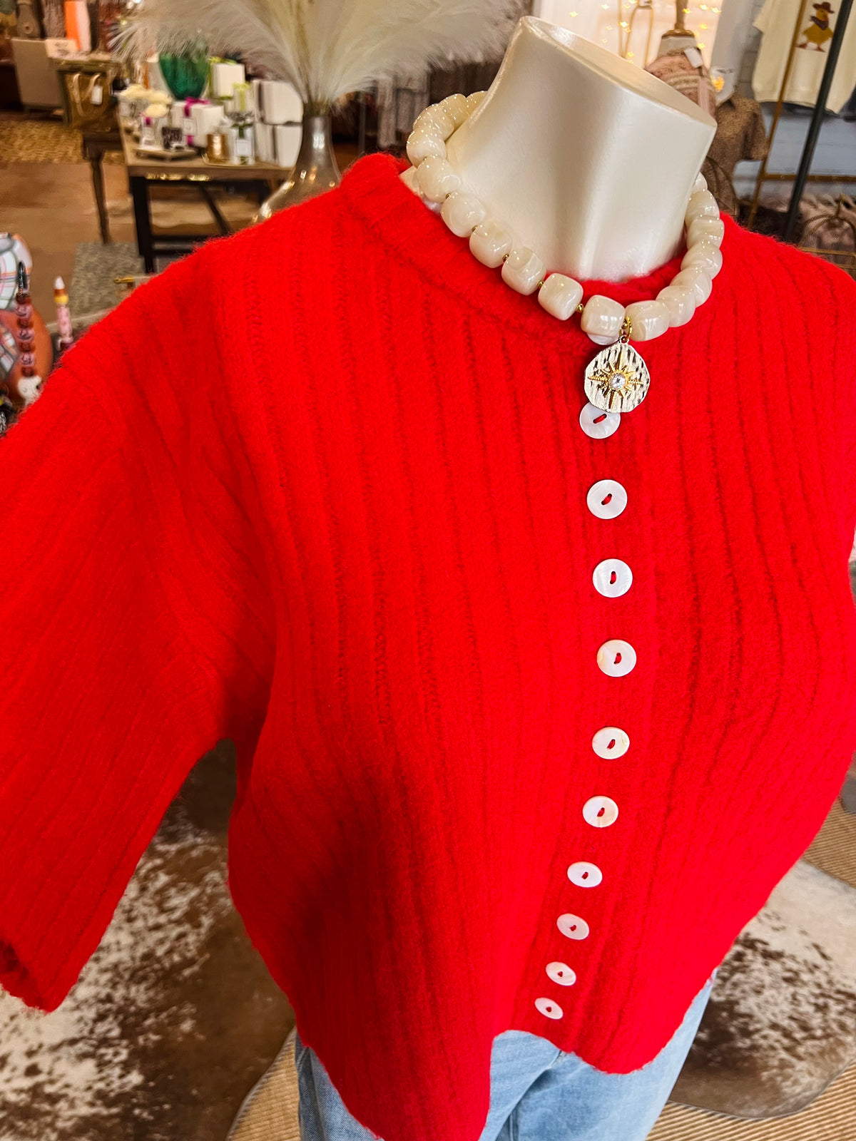 Poppy Red Cardigan