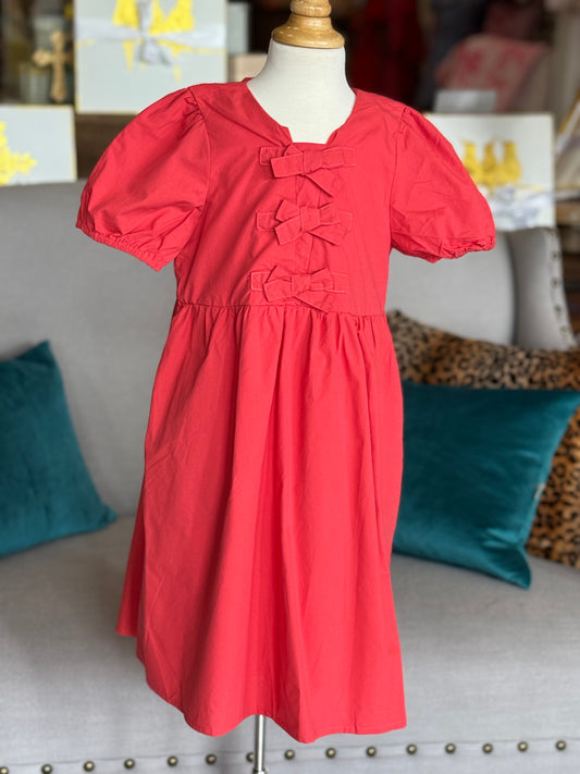 Girls Red Bow Dress