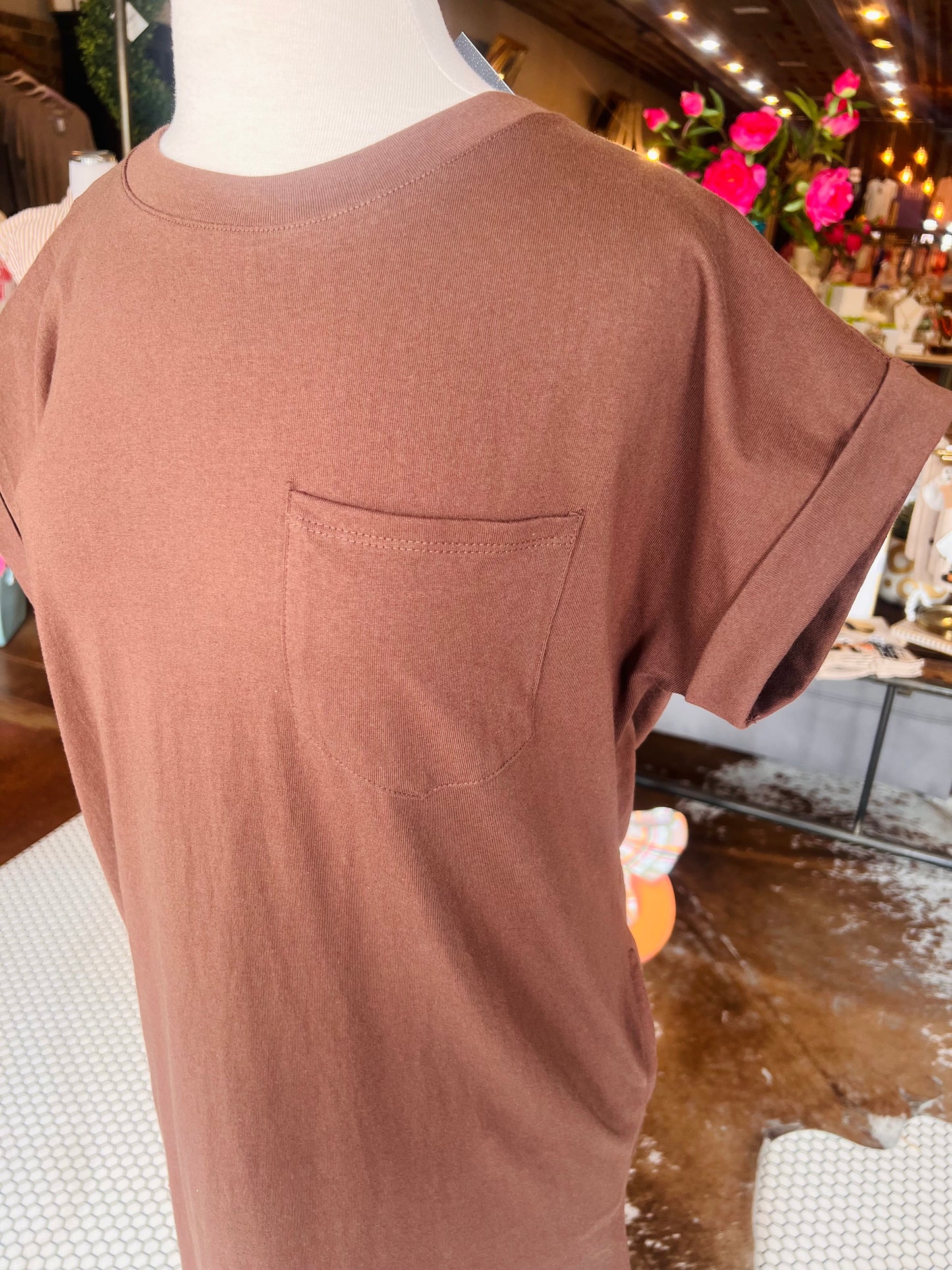 Cotton T Shirt Dress w/pockets