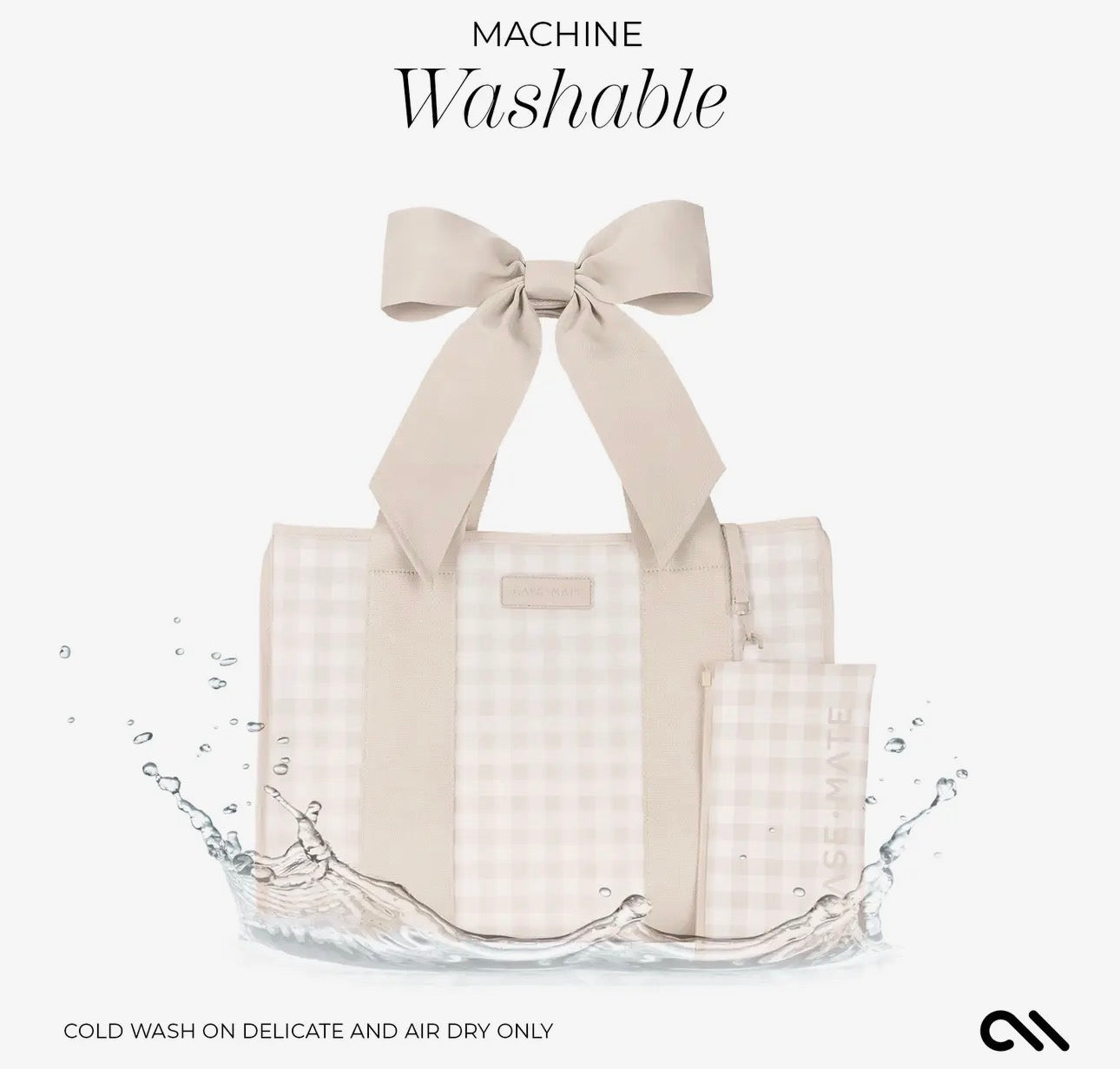 Latte Gingham Bow Jelly Tote