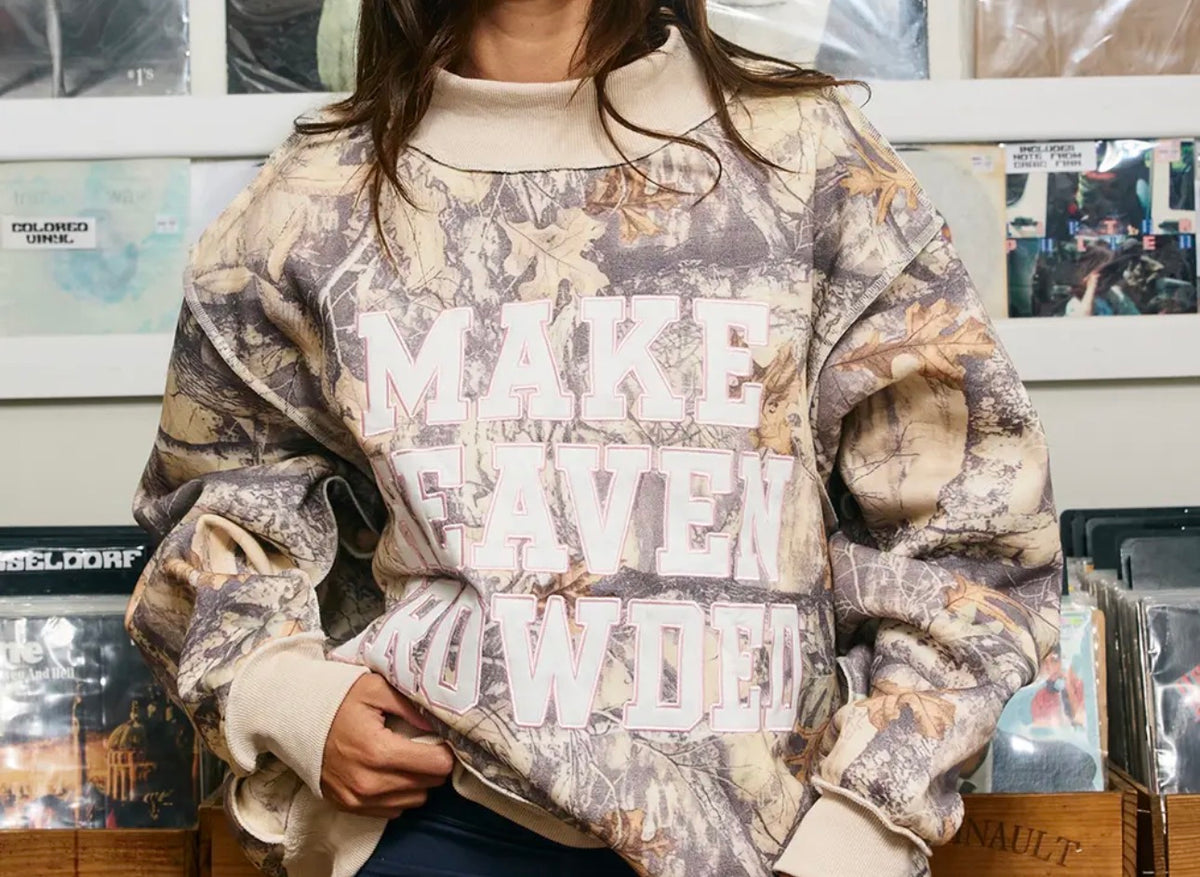 Make Heaven Crowded Camo Mockneck