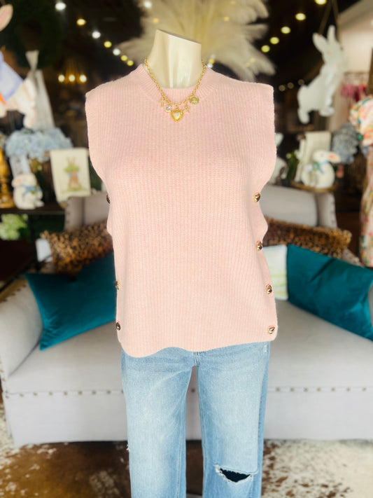 Pink Sleeveless Sweater