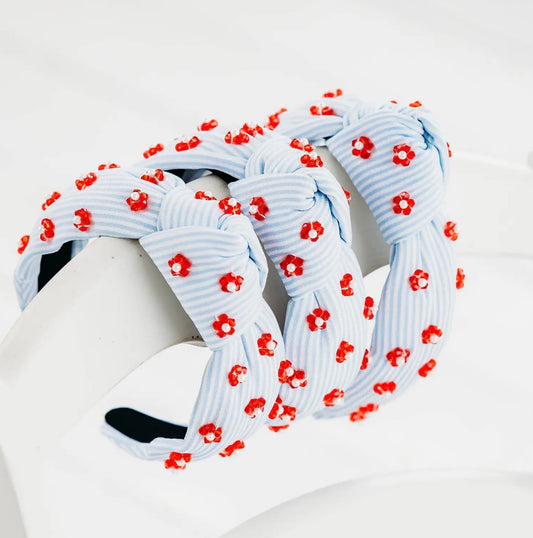 Pinstripe Poppies Beaded Headband