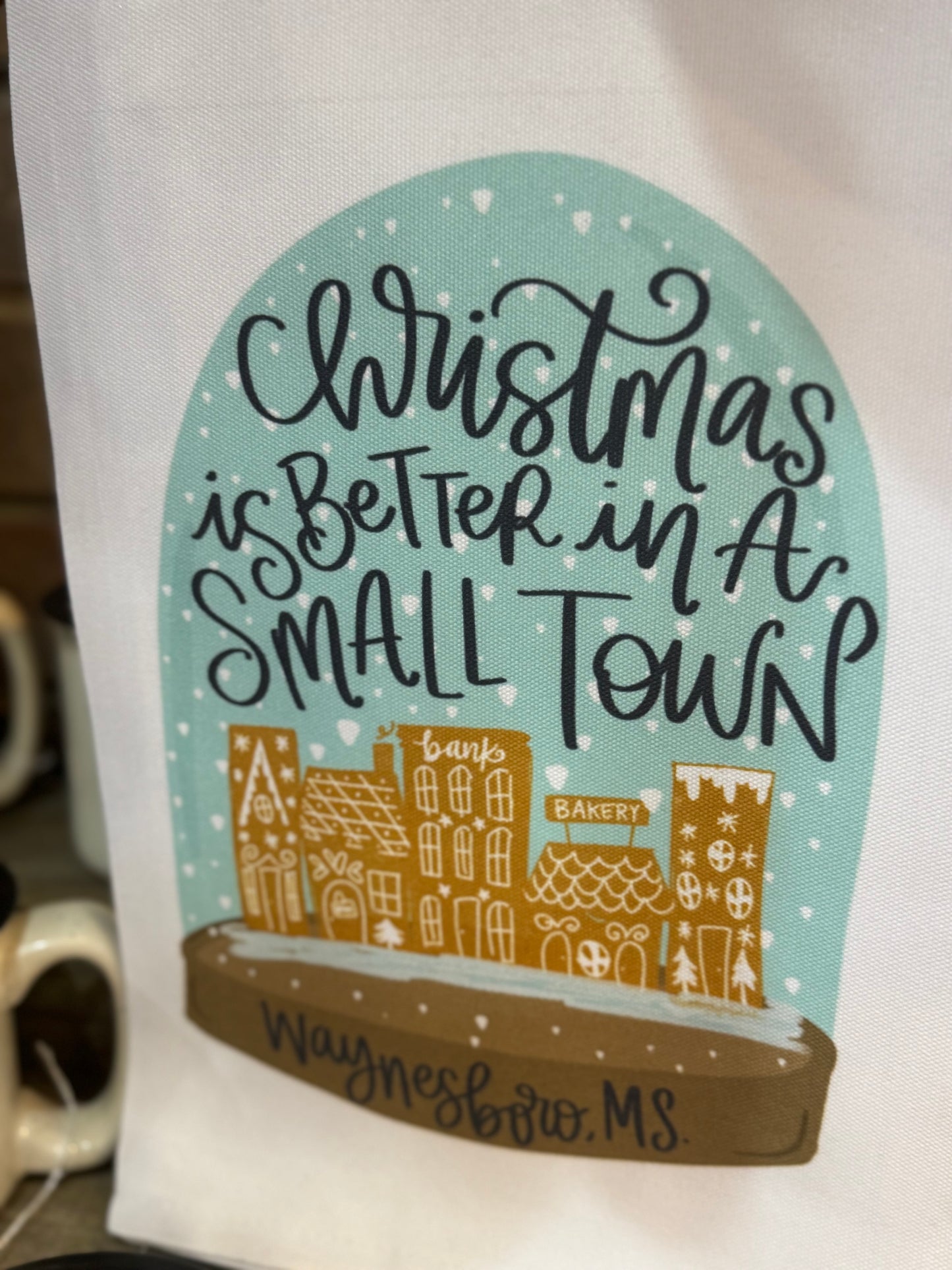 Small Town Christmas Tea Towel