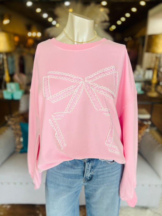 Gingham Bow Sweatshirt