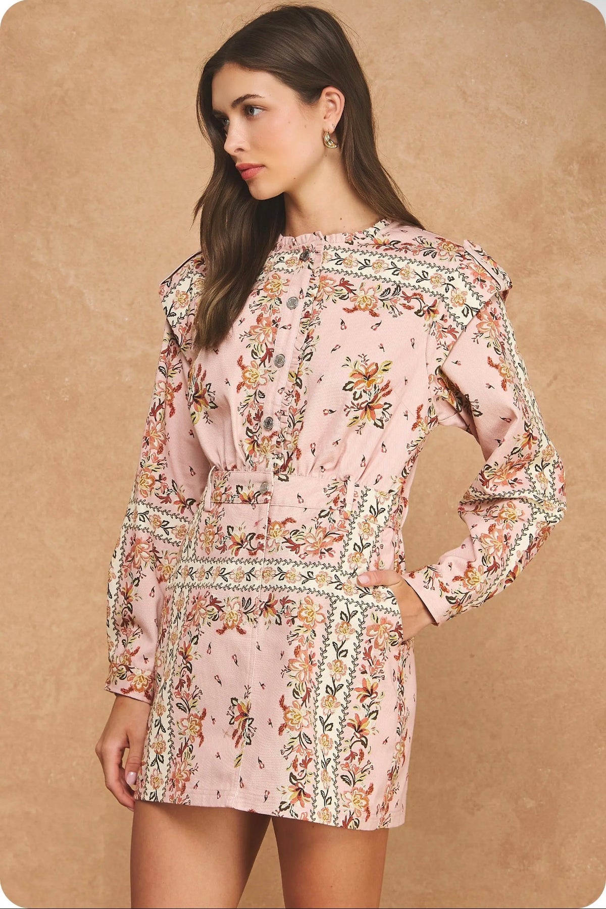Botanical Tapestry Mini Dress