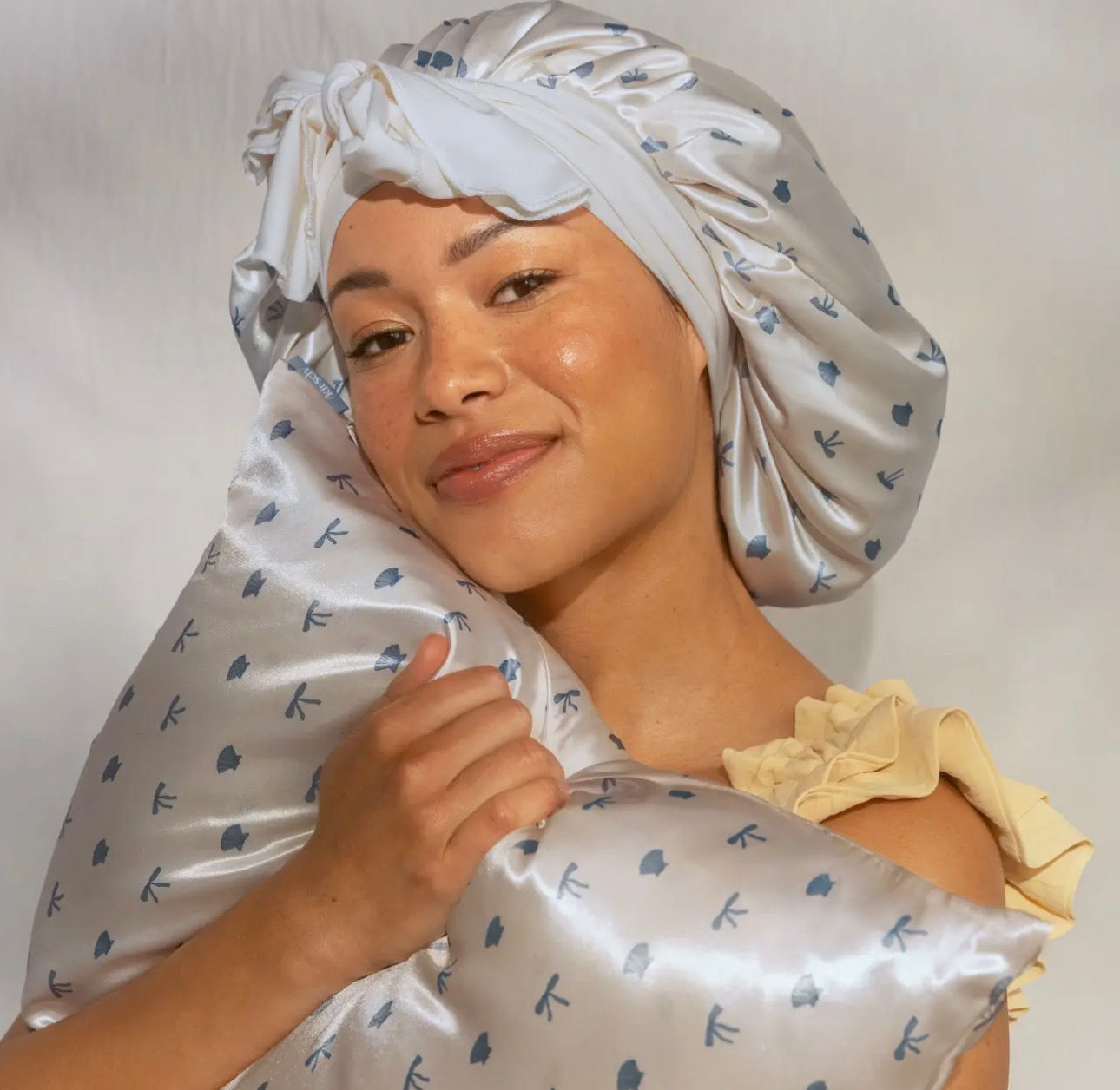 Coastal Blue & Cream Satin Bonnet