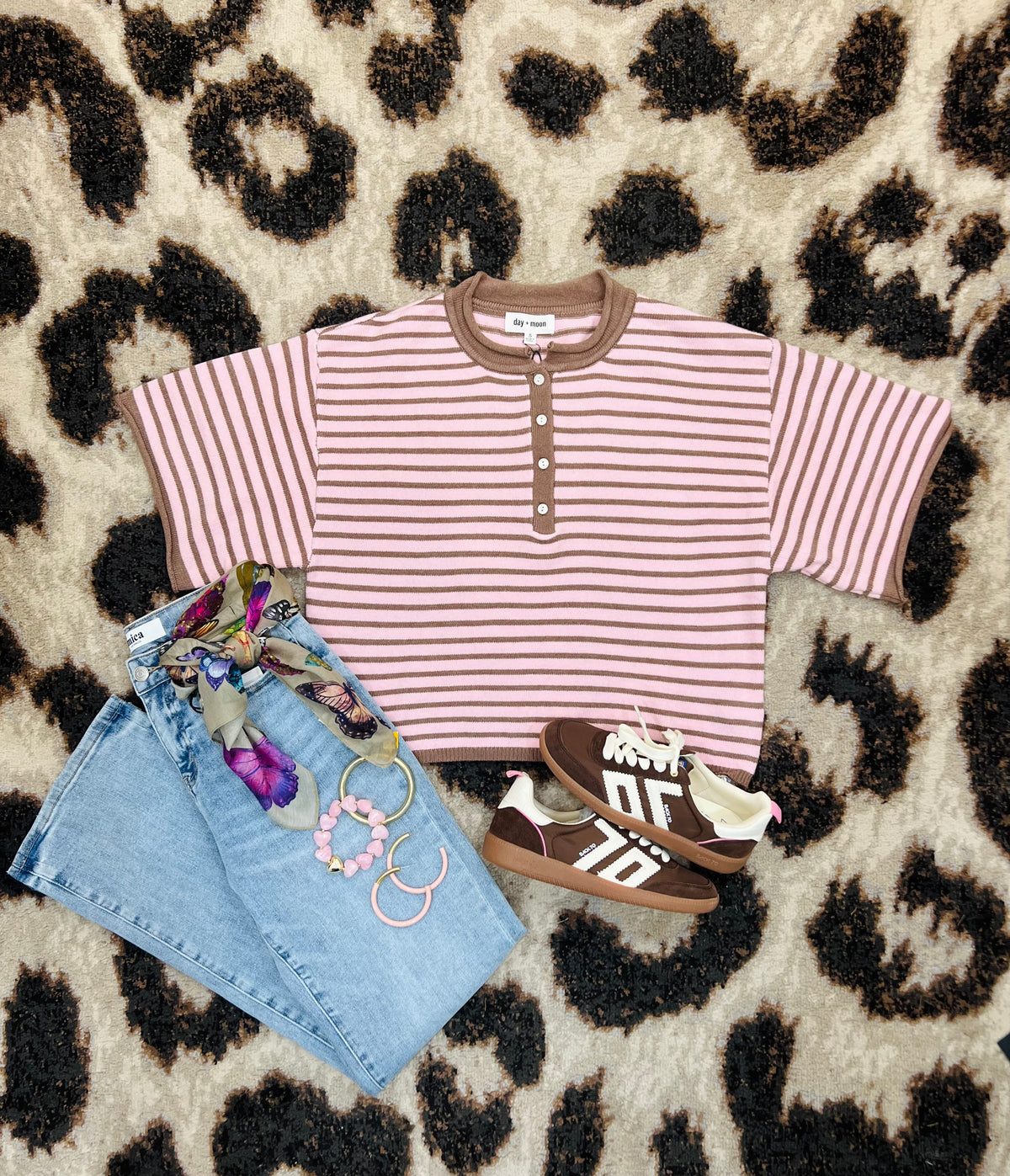 Pink & Mocha Striped Sweater
