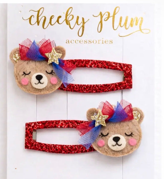 Beary Sparkly Hair Clips