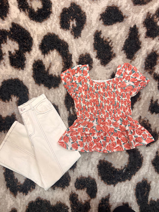 Poppy Peplum Tween Top