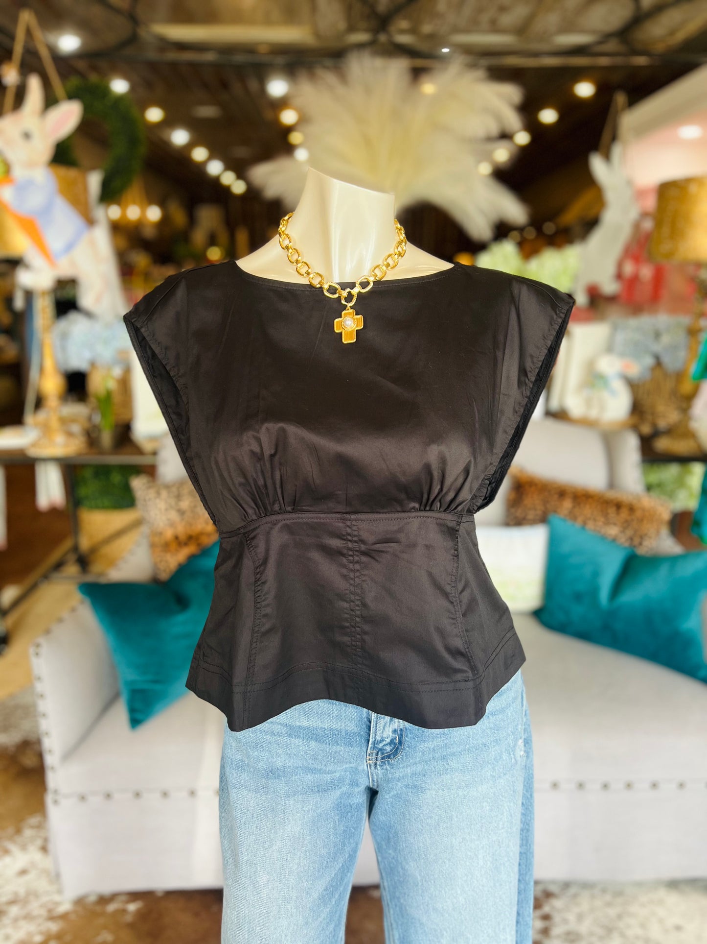 Boat Neck Peplum Top