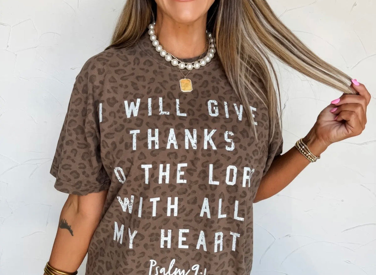 Give Thanks Leopard Tee