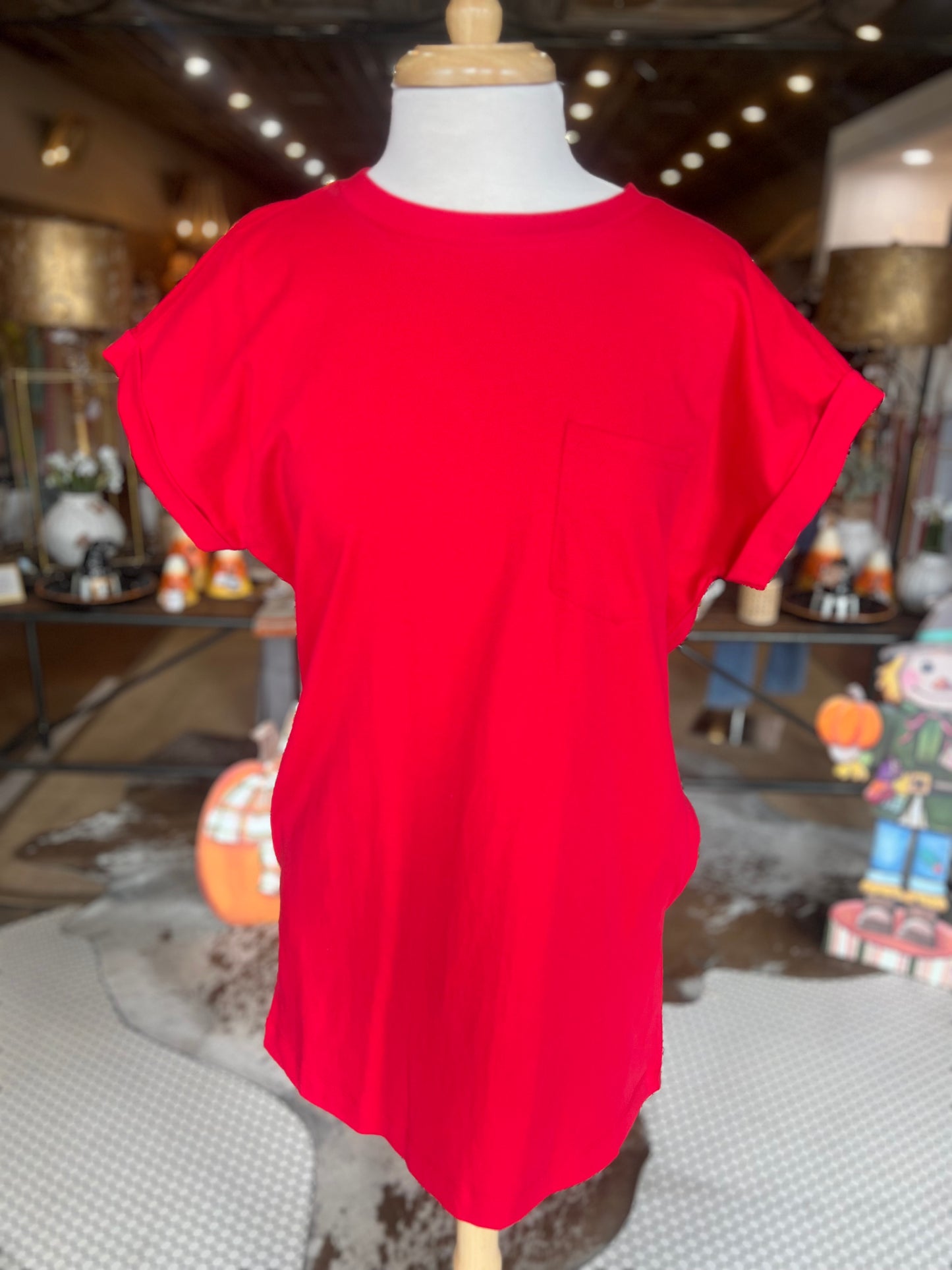 Cotton T Shirt Dress w/pockets