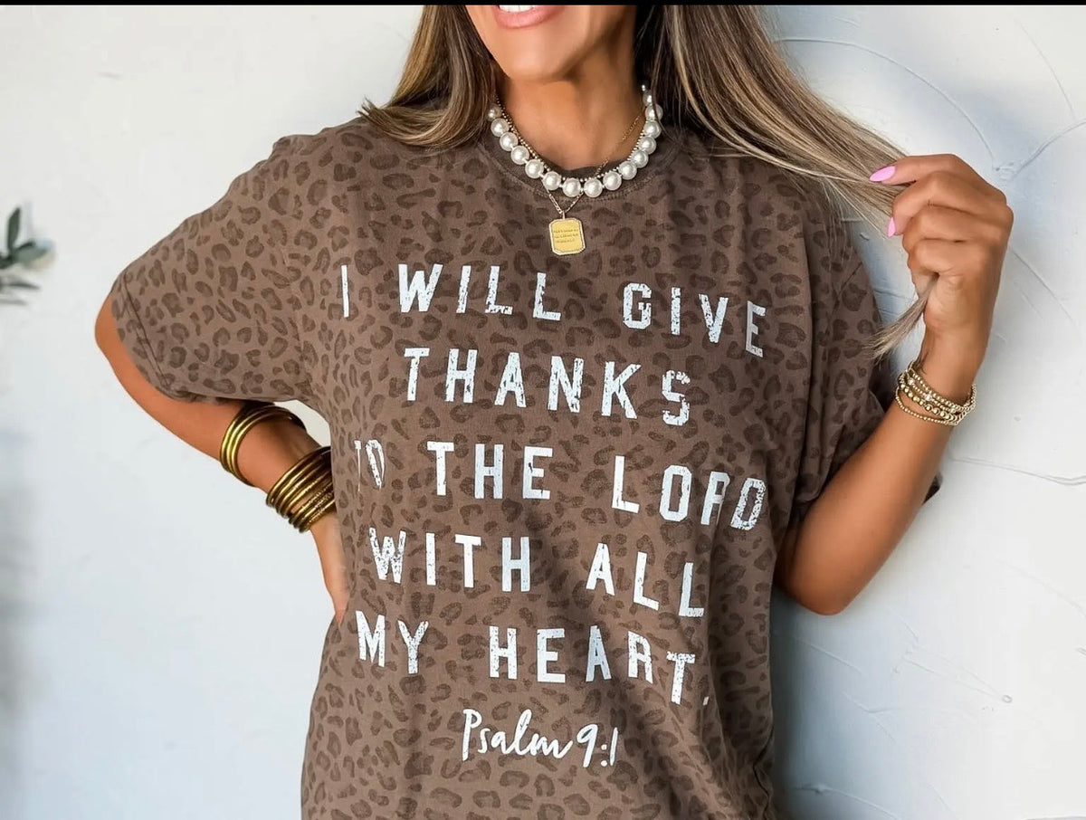 Give Thanks Leopard Tee