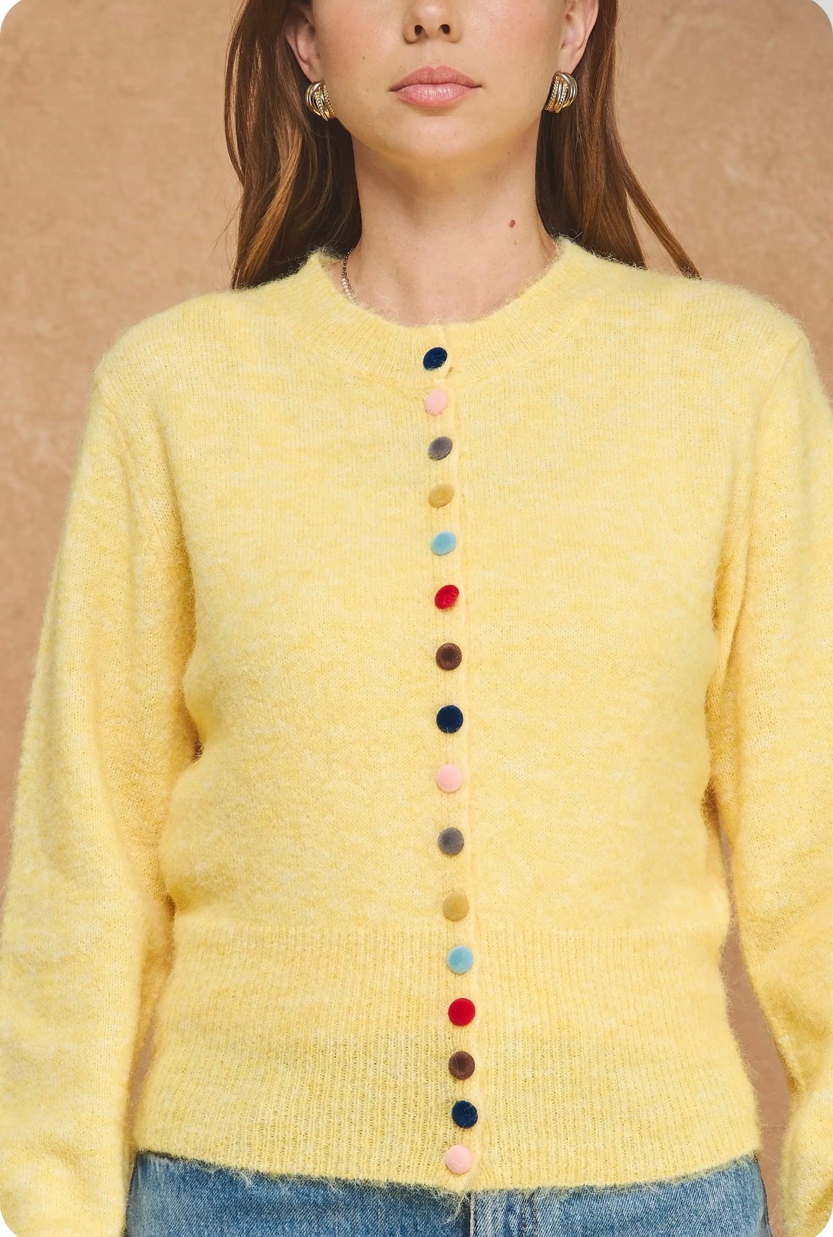 Butter Cardi w/Multicolored Buttons