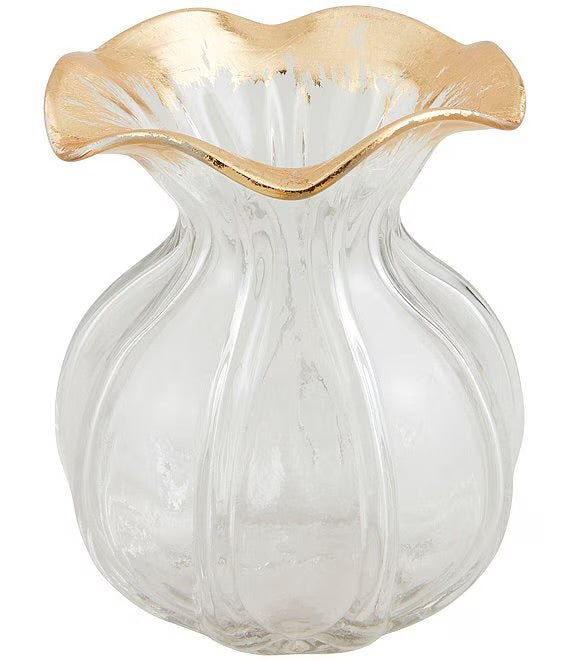 Small Gold Ruffled Vase