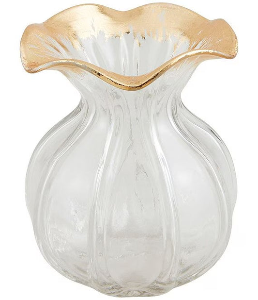 Small Gold Ruffled Vase