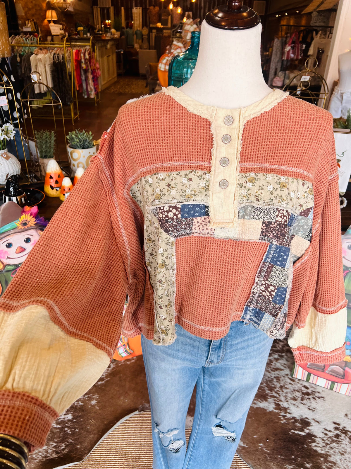 Vintage Fall Patchwork Top