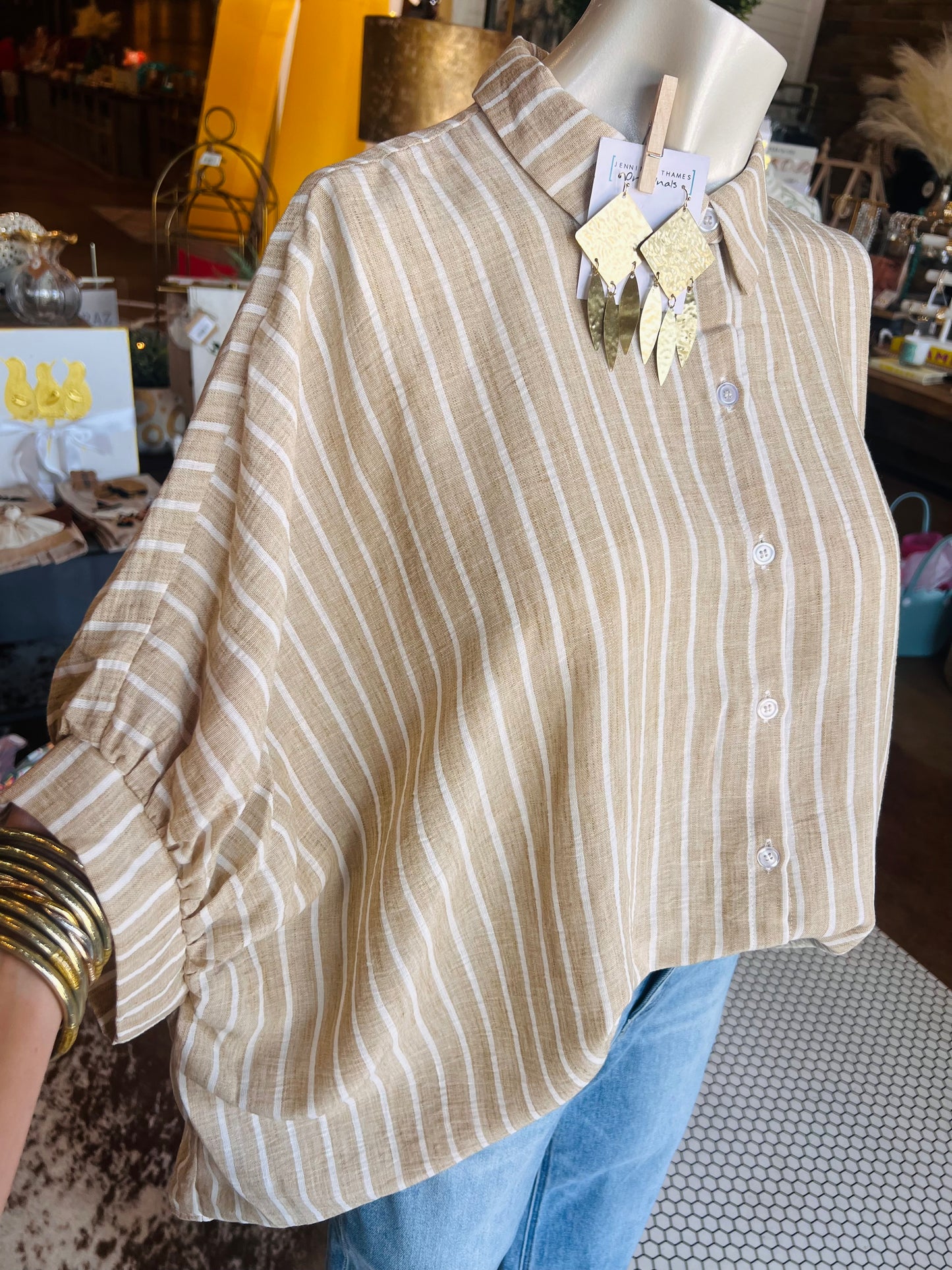 Oversized Fall Stripe Button Down