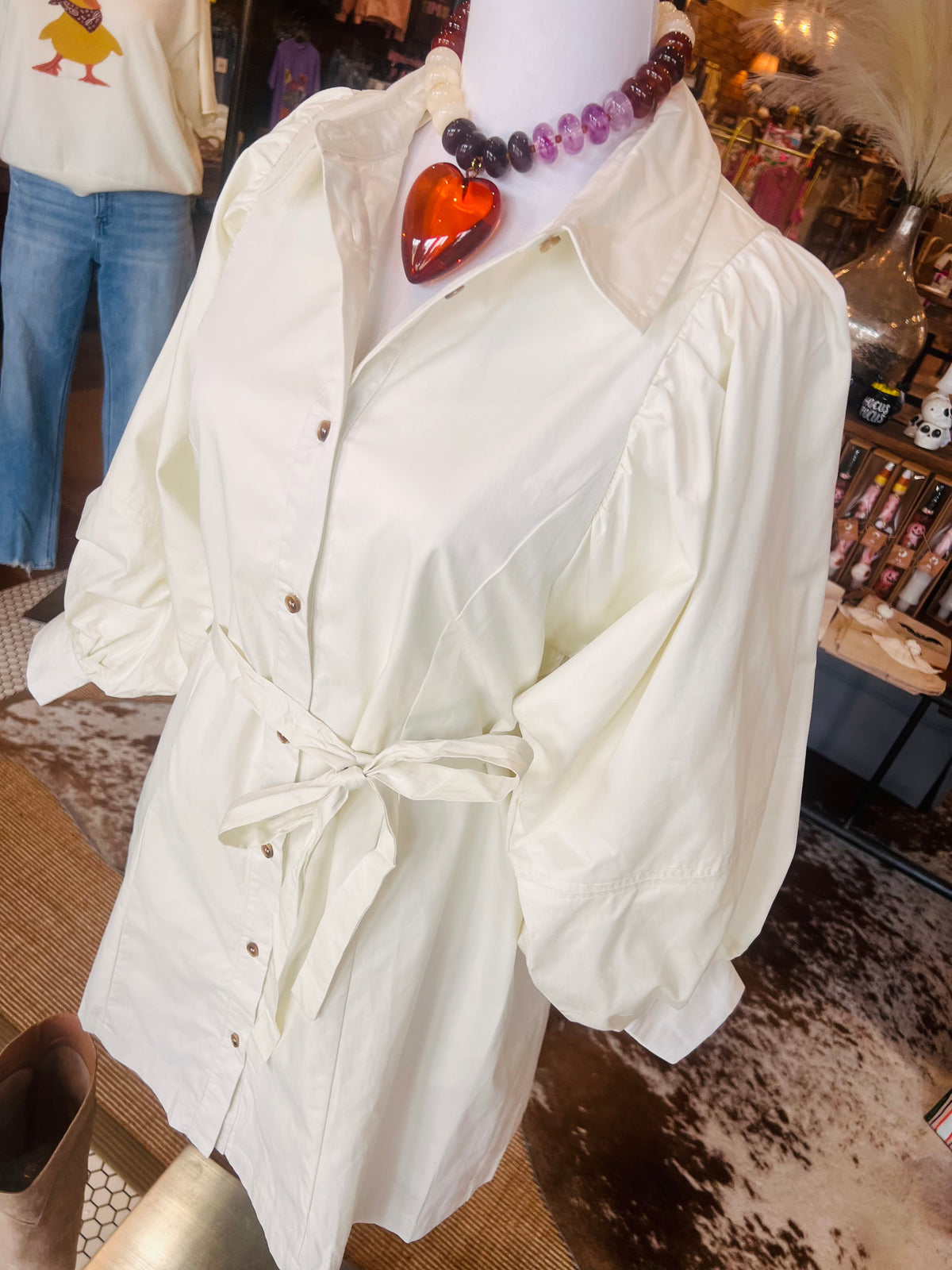Button Down Belted Mini Dress