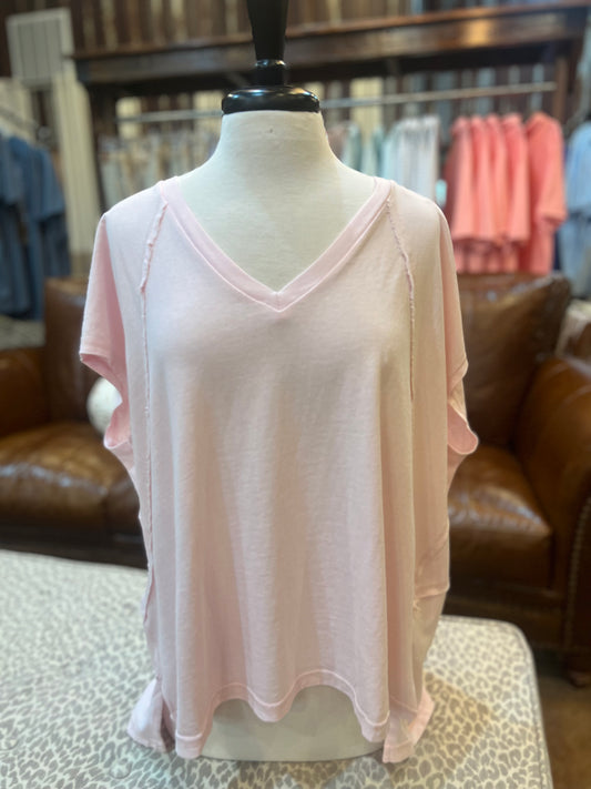 V Neck Mineral Wash Top
