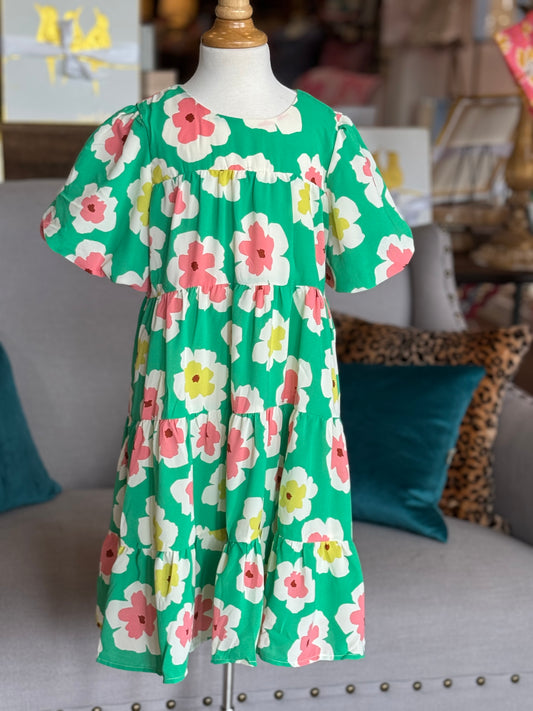 Girls Floral Tiered Dress