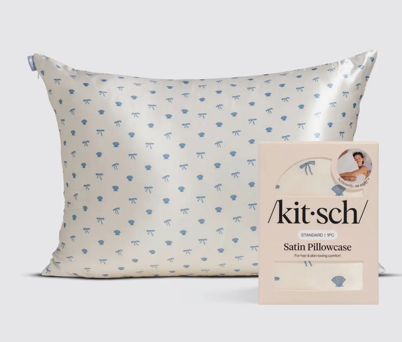 Coastal Blue & Cream Satin Pillowcase