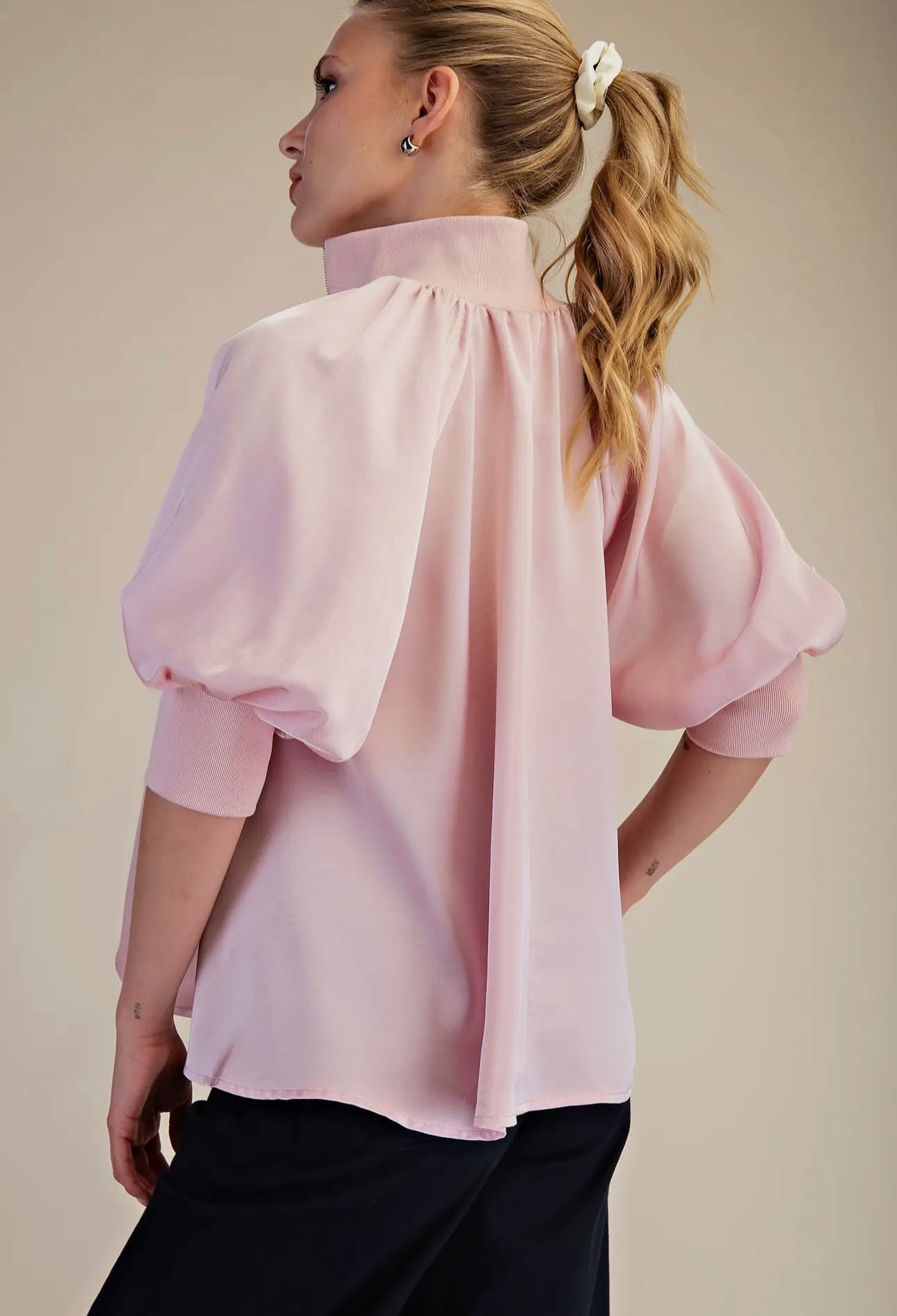 Zipper Mock Neck Top