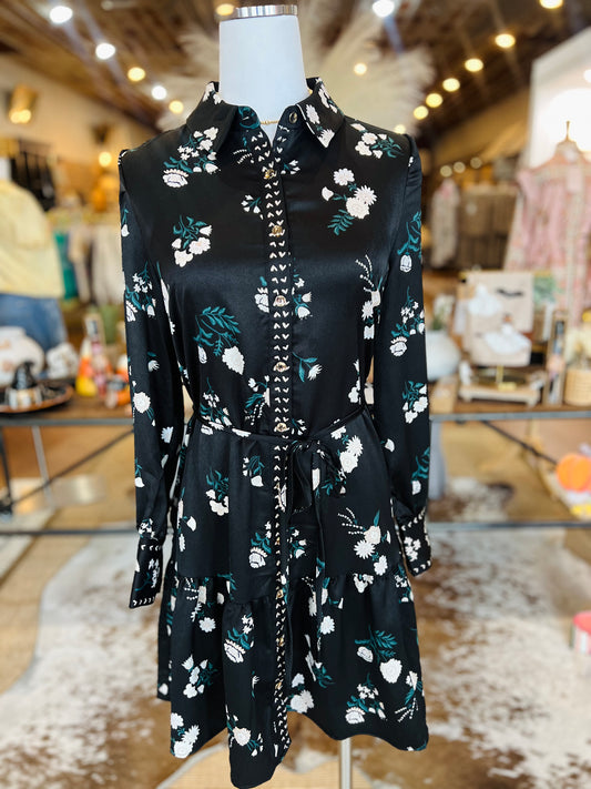 Maya Dress- Mistflower Black