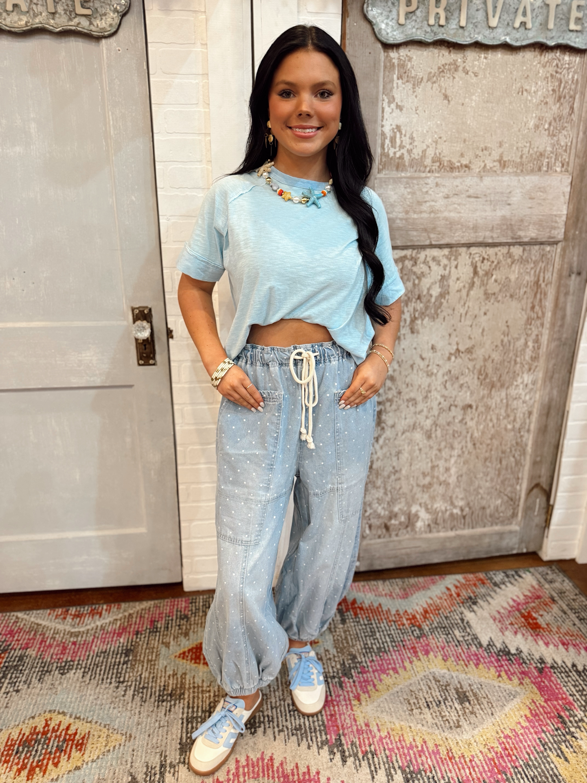 Polka Dot Barrel Jeans
