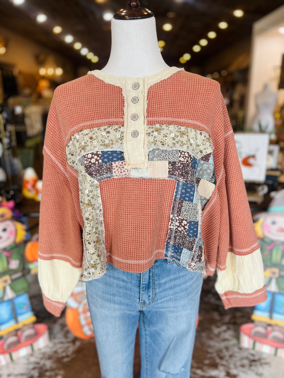 Vintage Fall Patchwork Top