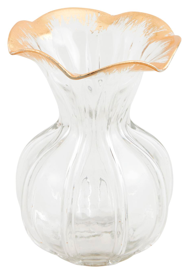 Large Ruffled Gold Vase