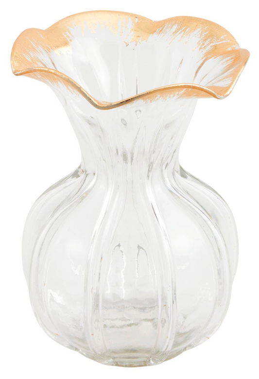 Large Ruffled Gold Vase