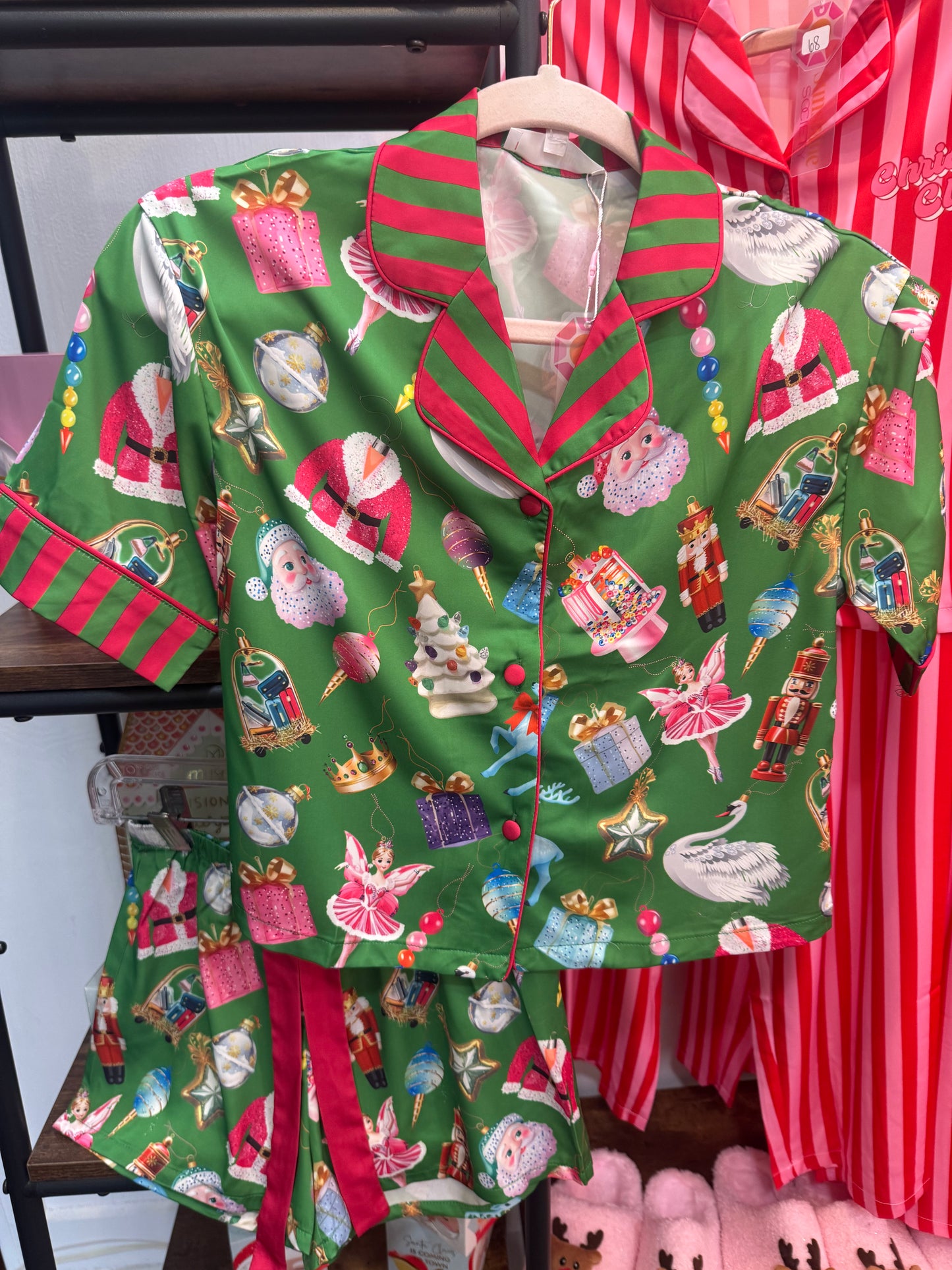 Festive Baubles Satin PJ Set