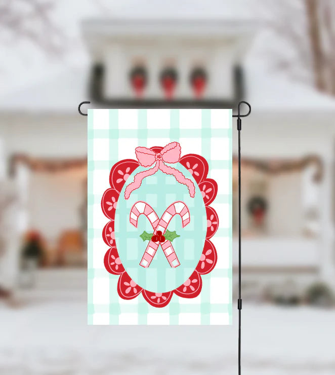 Scalloped Candy Cane Garden Flag