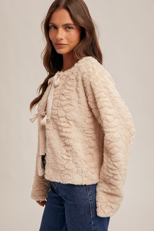 Velvet Bow Fur Jacket