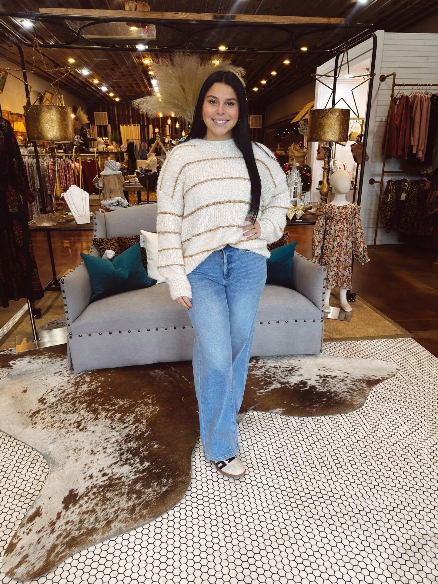 Metallic Striped Softie Sweater