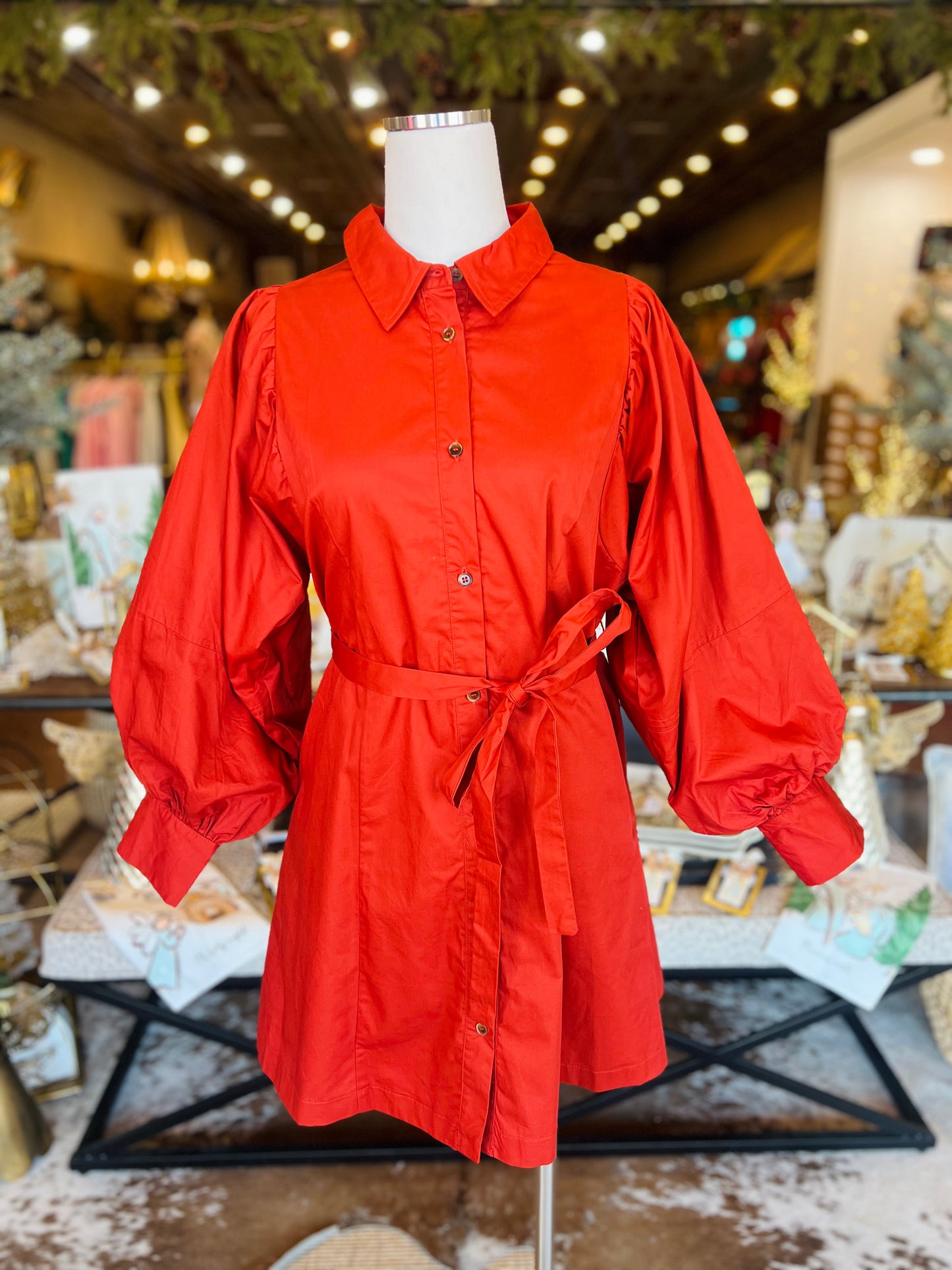 Rust Belted Mini Dress